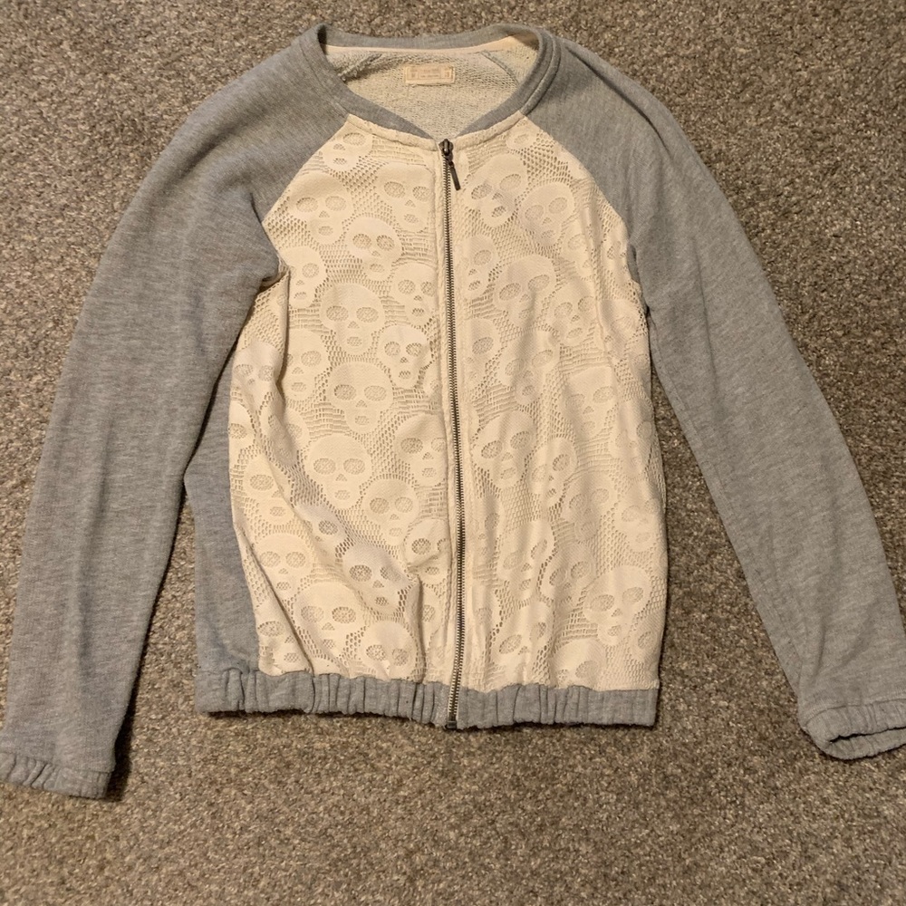 Zip up terry sweater